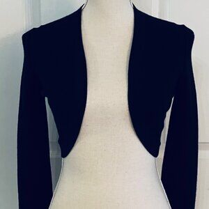 CAROLINA HERRERA NEW YORK BLACK WOOL BOLERO - SIZE XS